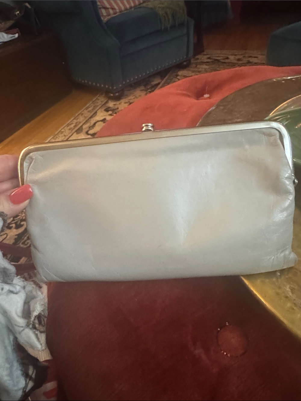 HOBO Grey Leather Frame Clutch